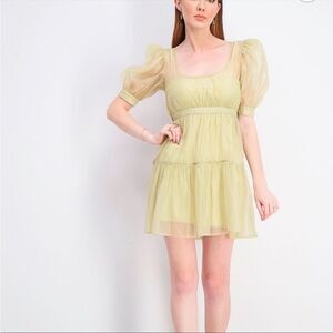 DANIELLE BERNSTEIN Light Green Mini Dress